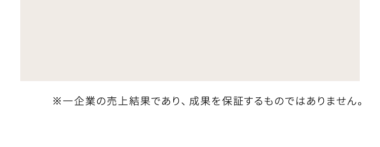 ※一企業の売上結果であり、成果を保証するものではありません。